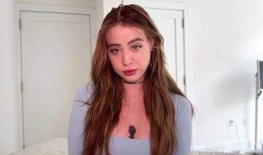 A young girl was delighted with a strong penis in her pussy